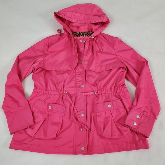 Betsey Johnson Jacket Women’s Large Full Zip Hood Nylon Pink Spring - Picture 1 of 9